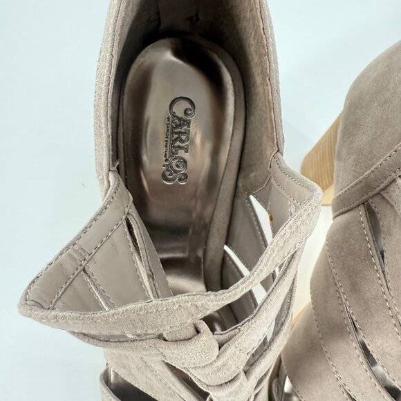 Carlos Santana Taupe Strappy Block Heel Sandals 4 Inch Heel Open Toe Women's Siz - Picture 5 of 9